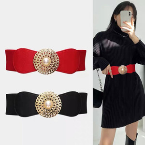 Grande <span class=keywords><strong>boucle</strong></span> ronde en alliage large Corset <span class=keywords><strong>ceinture</strong></span> élastique pour femmes <span class=keywords><strong>ceinture</strong></span> pour robe dames <span class=keywords><strong>ceinture</strong></span> - Product Image 2