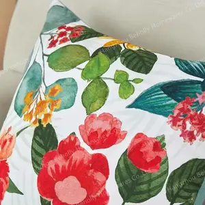 Boho Decorative Throw Pillow Covers Embroidered Floral Pattern Square Watercolor Pillowcases Custom Cushion Covers