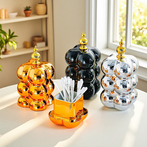 Porte-cure-dents, boîte de rangement pour cotons-tiges, conteneur décoratif multifonctionnel en plastique pour la maison, utilisation dans le salon - Product Image 1