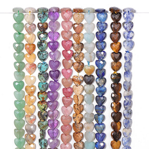 Perline a Cuore Sfaccettate, Pietre Naturali Turchese Africano e Diaspro Rosso per Creazione Gioielli Fai da Te, 8mm, Filo da 18cm - Product Image 2