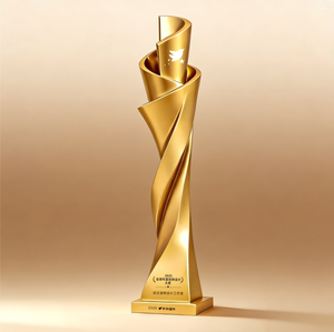 Trofeo <span class=keywords><strong>de</strong></span> Resina Chapado en Oro Personalizado, Trofeo <span class=keywords><strong>de</strong></span> Honor para Empleados Destacados, Trofeo <span class=keywords><strong>de</strong></span> Gloría Dorada Giratoria - Product Image 1