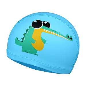 Cheap Price Swimming Hat PU Layer Custom Pattern Cartoon Swimming Caps For Kids