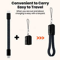Câble de charge rapide USB-C mâle-mâle court de 15 cm 60 W, style porte-clés portable
