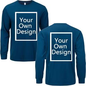 T-shirt a manica lunga a basso MOQ personalizzata <span class=keywords><strong>per</strong></span> uomo Design azienda Logo del Team con immagine di testo camicie Ultra cotone felpa all'ingrosso da donna - Product Image 1