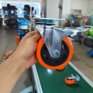 CMCL Schwenkbare Lenkrollen <span class=keywords><strong>4</strong></span> Zoll Polyurethan Orange Trolley-Rad Verriegelbare Industrierolle - Product Image 2