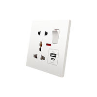 Multifuncional Neon UK US EU Thai Wall Enchufe conmutado de alta potencia USB + Tipo-C Puertos de carga rápida 3/5pin 86 Tipo Enchufes universales