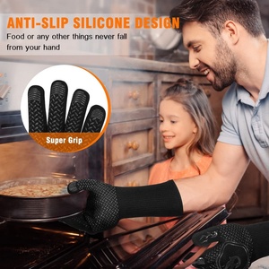 Guantes de Seguridad de Nailon Resistentes al Calor, Negros, Antideslizantes, con Textura de Microdiamantes en la Muñeca, para Cocina, Horno y Barbacoa - Product Image 2
