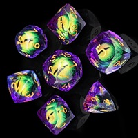Nouvel ensemble de dés en résine à cœur liquide mobile, forme longane, bords tranchants, œil de dragon, pour jeux de société DND TTRPG