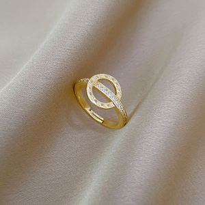 18k Gold Plated Zircon Inlaid Round Roman Full Diamond <b>Ring</b> Opening <b>Adjustable</b> <b>Ring</b> for Women Wedding Index Finger <b>Ring</b> - Product Image 3