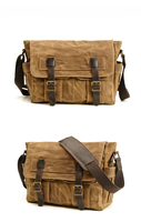 Sac messager en toile cirée pour homme, avec garniture en cuir vintage, imperméable, sac bandoulière avec boucle, logo personnalisé, vente en gros