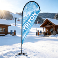 Drapeau publicitaire personnalisé en fibre de verre robuste, résistant au vent et à l'eau, durable, avec lame de bannière volante