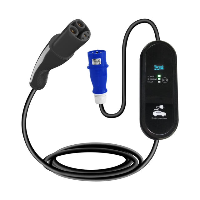 7KW 5M NACS Portable Electric Car Charging Case 220V J1772 New Energy EV Charger with Small Screen 5 Meters Charging Cable