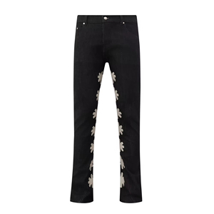 विंटेज धोया डेनिम जींस अनुकूलित ब्रांड काले पुरुषों के सीधे स्वेटर पैंट के साथ काले पुरुषों की सीधी स्वेटर पैंट - Product Image 5