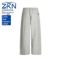 Pantalon de jogging décontracté gris style rétro américain - Nouveau style automne ample à jambe large effet drapé pour danse jazz 100% coton haute qualité