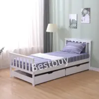 침대 머리판을 가진 백색 단단한 소나무 침실 가구를 위한 높은 발 끝 단 하나 나무로 되는 침대