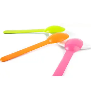 Compostable Biodegradable Plastic Corn Starch Colored Frozen Yogurt Spoon PP Disposable Ice Cream Spoon