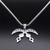 Collar de Acero Inoxidable Plateado con Espada de Guerra, Joyería de la Sabiduría de África Occidental, para Hombre y Mujer, Marca Acofena