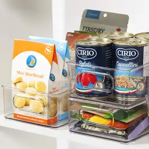 Organiseur transparent en plastique empilable, rangement Fun pour réfrigérateur, boîte de rangement, conteneurs de rangement de cuisine