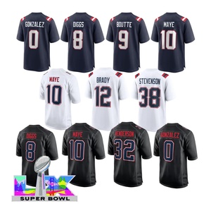 2025 Neue Saison 10 Drake Maye 12 Brady Bestickte Trikots American Football Jerseys Kurzarm Übergröße Merkmale - Product Image 1