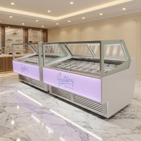 Vitrine Réfrigérée Commerciale pour Crèmes Glacées, 18 Étagères, Refroidissement par Air, Dégivrage Automatique, pour Supermarché