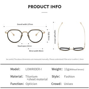 メガネLOWRIDE-I工場直販クリアスクエアオプティカルメンズメタルアイウェアアイグラスフレーム在庫あり - Product Image 6