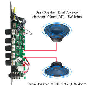 Vire 2*15W treble bass Echo khuếch đại hội đồng quản trị Xe đẩy loa không dây cho MP3/WAV Máy nghe nhạc mô-đun với 88:88 LED hiển thị - Product Image 4