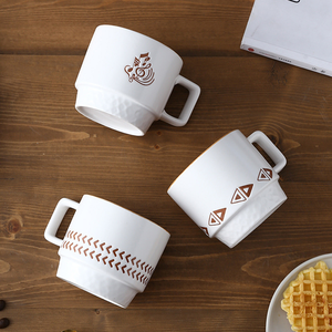 Tasses en porcelaine classiques pour petit-déjeuner d'étudiant, 300 ml, qualité alimentaire, OEM/ODM, emballage personnalisable, réutilisables, pour boissons chaudes/cappuccino, vente en gros - Product Image 6