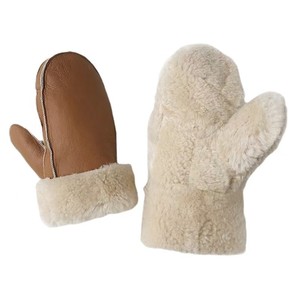 <span class=keywords><strong>Gants</strong></span> d'hiver en peau <span class=keywords><strong>de</strong></span> mouton chauds pour hommes et femmes, style identique, bordure en peluche, <span class=keywords><strong>gants</strong></span> d'hiver en cuir à doigts connectés - Product Image 5