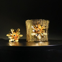 Ensemble de bracelet et bague en métal personnalisé à fleurs tridimensionnelles, style Moyen-Orient, mode simple, bijoux pour femmes au quotidien