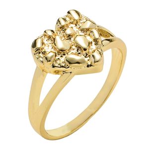 Anelli Vintage Hip Hop con Cuore in Argento Placcato Oro 14K, Gioielli Texturizzati alla Moda per Uso Quotidiano e Feste - Product Image 1