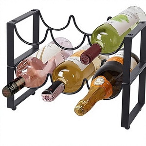 Porte-vin en métal moderne, capacité de 6 bouteilles, design minimaliste, meuble de présentation pour la maison - Product Image 3