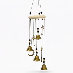 Campana de Viento Vintage de Bronce con Diseño de Bruja, Campanas Decorativas Colgantes con Llave y Luna Creciente para Decoración de Pared - Product Image 5