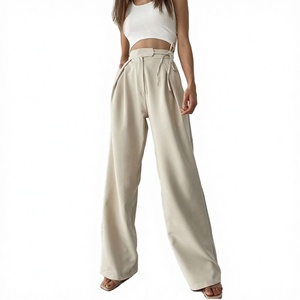 Pantalon de travail et de loisirs pour femmes, taille haute, coupe ample, en polyester/coton, avec fermeture éclair, pour fabricants de vêtements en gros - Product Image 3