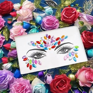 3D Mermaid Face Gem一時的なタトゥーステッカーファッショナブルなクリスタルボディフェイシャル光沢のあるキラキララインストーンフェスティバル用プロムパーティー - Product Image 4