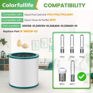 Colorfullife Filtre de remplacement pour <span class=keywords><strong>purificateur</strong></span> d'air Tower <span class=keywords><strong>Pure</strong></span> <span class=keywords><strong>Cool</strong></span> Link TP01 TP02 TP03 BP01, paquet de 2 filtres HEPA plissés - Product Image 4