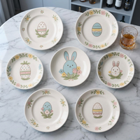 Assiettes en céramique Ostern avec motif œuf, décoration printanière, assiettes à dessert en porcelaine, assiettes à petit-déjeuner, Allemagne