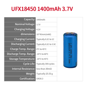 Литий-полимерный аккумулятор UFX 18450 1400 мАч 3,7 В UN38.3 высокого качества для электронных ручек, 18450 3,7 В 1400 мАч 5,18 Втч - Product Image 2