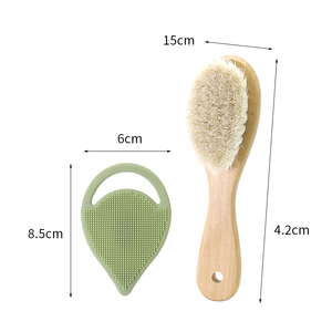 Set Spazzola e Pettine <span class=keywords><strong>per</strong></span> <span class=keywords><strong>Capelli</strong></span> Neonato in Legno Naturale Ecologico, Setole Morbide in Pelo di Capra <span class=keywords><strong>Professionali</strong></span> OEM/ODM <span class=keywords><strong>per</strong></span> la Cura del Cuoio Capelluto dei Neonati - Product Image 4