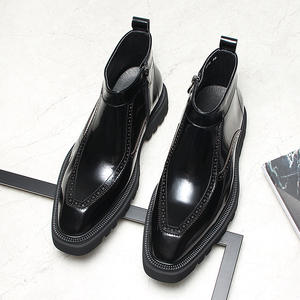 Nouvelles chaussures Derby pour hommes en cuir véritable, bout carré, semelle épaisse, élévatrices, décontractées, formelles, en cuir verni brillant - Product Image 3