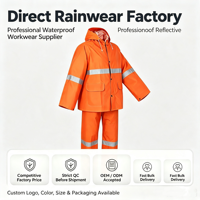 Ensemble de Pluie Unisexe en PVC Jaune, Imperméable et Pantalon en PVC/Polyester avec Bande Réfléchissante