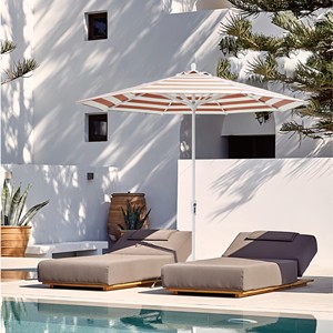 High End 100% Aluminum Garden Outdoor Sun Protection <strong>Umbrella</strong> Hand Crank Striped <strong>Patio</strong> Hotel Cafe Resort Mid Pole Parasol - Product Image 1