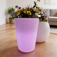 Pot de fleurs décoratif LED rond de 30 cm, rechargeable, RGB, télécommande, pour Noël, patio, centre de table