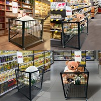 Bac de rangement économique en fil métallique noir pour le commerce de détail, grand bac de rangement