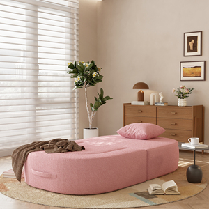 VOXHOME Divano Letto Singolo Minimalista Nordico per Soggiorno e Camera da Letto, Divano Pieghevole Pigro in Bouclé <span class=keywords><strong>Rosa</strong></span> - Product Image 4