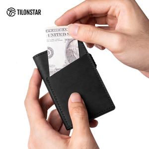 TILONSTAR TVC324 Cartera Inteligente para Hombre con Bloqueo RFID, de Fibra de Carbono y Cuero, con Mecanismo Pop-up, Tarjetero para Regalo - Product Image 5