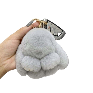 8cm Kawaii Màu Hồng Bunny lông Rex thỏ Pompom Búp bê mặt dây chuyền Thú nhồi bông sang trọng thỏ Móc khóa đồ chơi xe túi ví quyến rũ vòng chìa khóa - Product Image 2