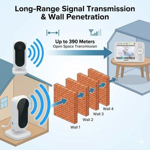 KT-4112S Portable Digital Baby Camera Monitor 4" IPS Screen 1080p 2x Zoom Night Vision VOX Mode Cry <b>Alarm</b> Lullabies Intercom - Product Image 2