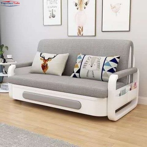 Canapé-lit convertible multifonctionnel en tissu, pliable, avec rangement intégré, oreillers décoratifs, structure métallique, idéal pour les petits espaces - Product Image 1