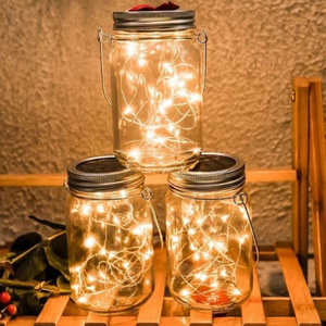 <b>Solar</b> Mason Jar Lamp Glass Outdoor LED <b>Light</b> Courtyard <b>Hanging</b> Decor - Product Image 2