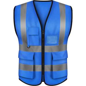 2025 XXL bleu Zip-gilet de sécurité avant 5 poches LED Flash haute visibilité hiver uniforme veste veste souple Logo personnalisable - Product Image 4